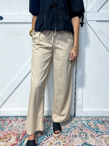 Up close photo of our linen pants that are perfect for work